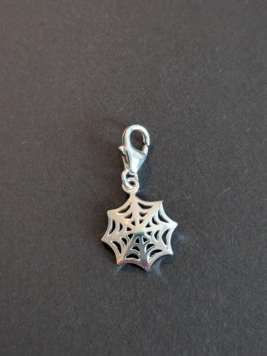 Sterling silver stamped 925 clip on charm Spiders Web