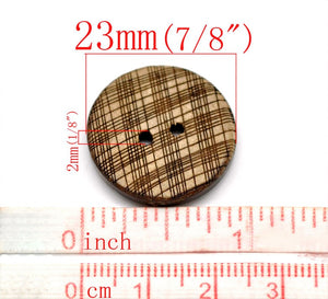 Brown Coconut Shell 2 Holes Sewing Buttons   - 23mm - Pack of Ten(10) - DNC-020