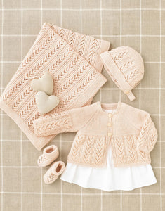 Sirdar knitting pattern 4508 Coat, bonnet, booties and blanket from premature to 2 years