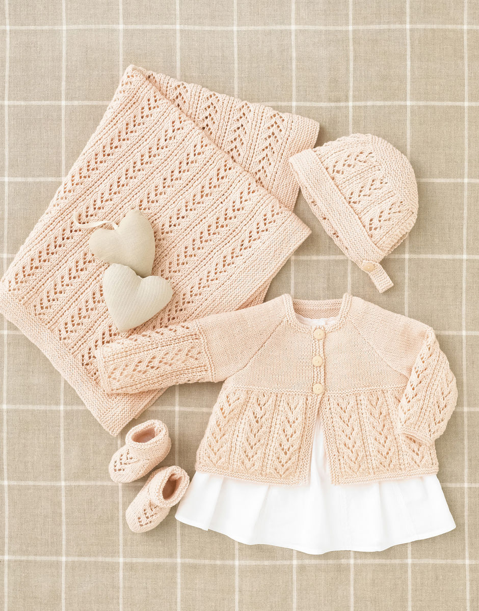 Sirdar knitting pattern 4508 Coat, bonnet, booties and blanket from premature to 2 years