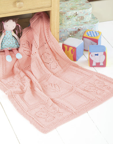 Knitting pattern 4528 Butterfly & Flower Baby Blanket Or Afghan in DK