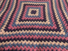 Load image into Gallery viewer, Hand crochet granny square blanket Pink &amp; Purple,, throw, picnic, lap, bed