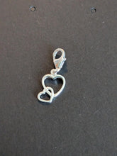Load image into Gallery viewer, Sterling silver stamped 925 clip on charm Double heart
