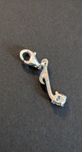 Load image into Gallery viewer, Sterling silver stamped 925 clip on charm musical note with cubic Zirconia stone.