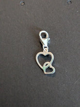 Load image into Gallery viewer, Sterling silver stamped 925 clip on charm Double heart