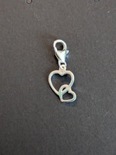 Load image into Gallery viewer, Sterling silver stamped 925 clip on charm Double heart