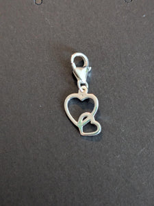 Sterling silver stamped 925 clip on charm Double heart