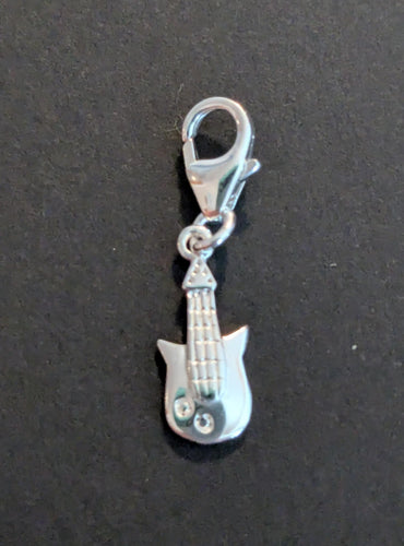 Sterling silver stamped 925 clip on charm guitar music