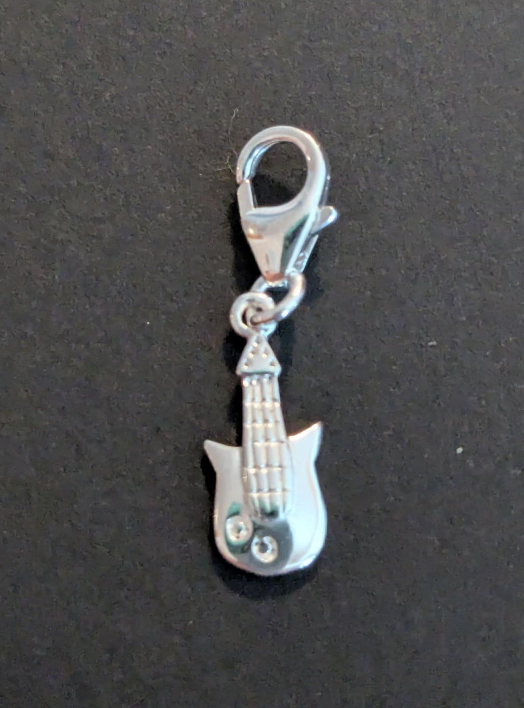 Sterling silver stamped 925 clip on charm guitar music