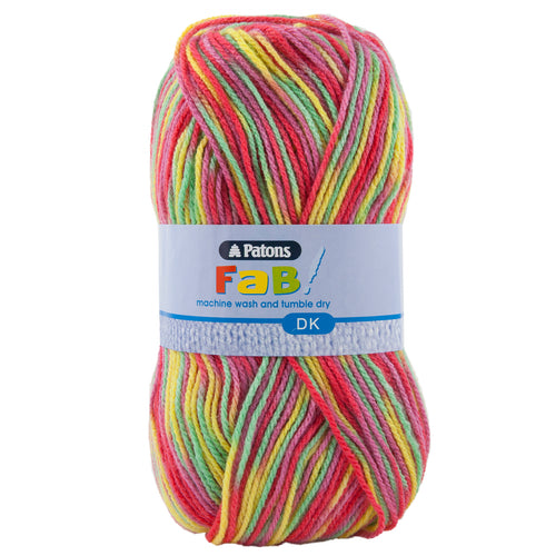 Full Pack of 10 Balls - Crochet/Knitting Yarn: Fab: Double Knitting: 10 x 100g: Clown Colour