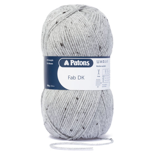 Full Pack of 10 Balls - Crochet/Knitting Yarn: Fab: Double Knitting: 10 x 100g: Light Grey Tweed