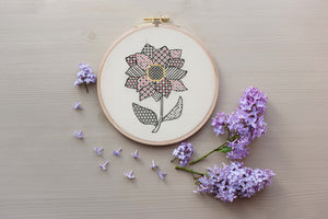 Embroidery Kit: Blackwork: Dahlia