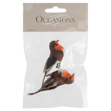 Load image into Gallery viewer, Pack of 2 Robins on Clip: Small: 2.5 x 7.5 x 3.5cm. Festive