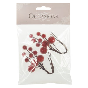 Frosted Snowberries on Wire: 18 Berries: Red floral arrangements, wreaths, button holes, gift wrapping, festive crafts, card making