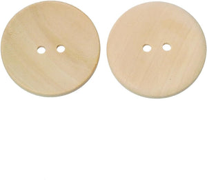 Pack of 10 Natural Wood Buttons, 30mm (3cm). For Sewing, embellishments and other crafts. Can be painted, varnished or left natural.