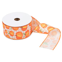 Load image into Gallery viewer, Full roll of Premium Wire Edge Ribbon: Printed: 25m x 63mm: Pumpkins