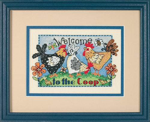 Stamped Cross Stitch Kit: Mini: Welcome To The Coop