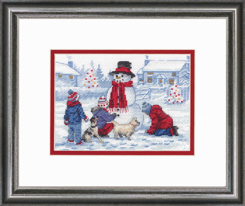 Counted Cross Stitch Kit: Building a Snowman