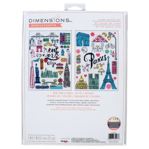 Counted Cross Stitch Kit: New York & Paris