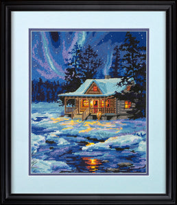 Needlepoint Kit: Winter Sky Cabin