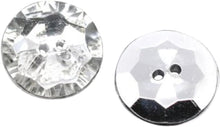 Load image into Gallery viewer, Acrylic Sewing Buttons - Pack of Ten 2 Holes Round Clear &amp; Silver Plate DNC-006