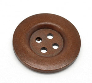 Natural Wood Sewing Buttons -Pack of Five(5) -Round Reddish Brown 40mm - DNC-007