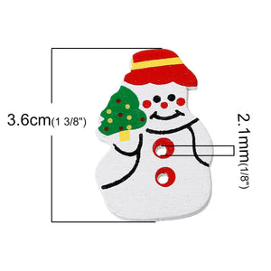 Snowman Christmas Sewing Button , 36mm x 24mm - Pack of Ten(10) - DNC-028