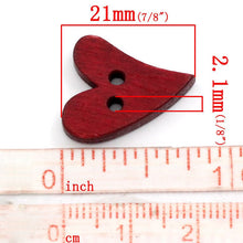 Load image into Gallery viewer, Heart Natural Wood Sewing Button Random Mixed 2 Holes- 20mm Pack of 25 -DNC-018