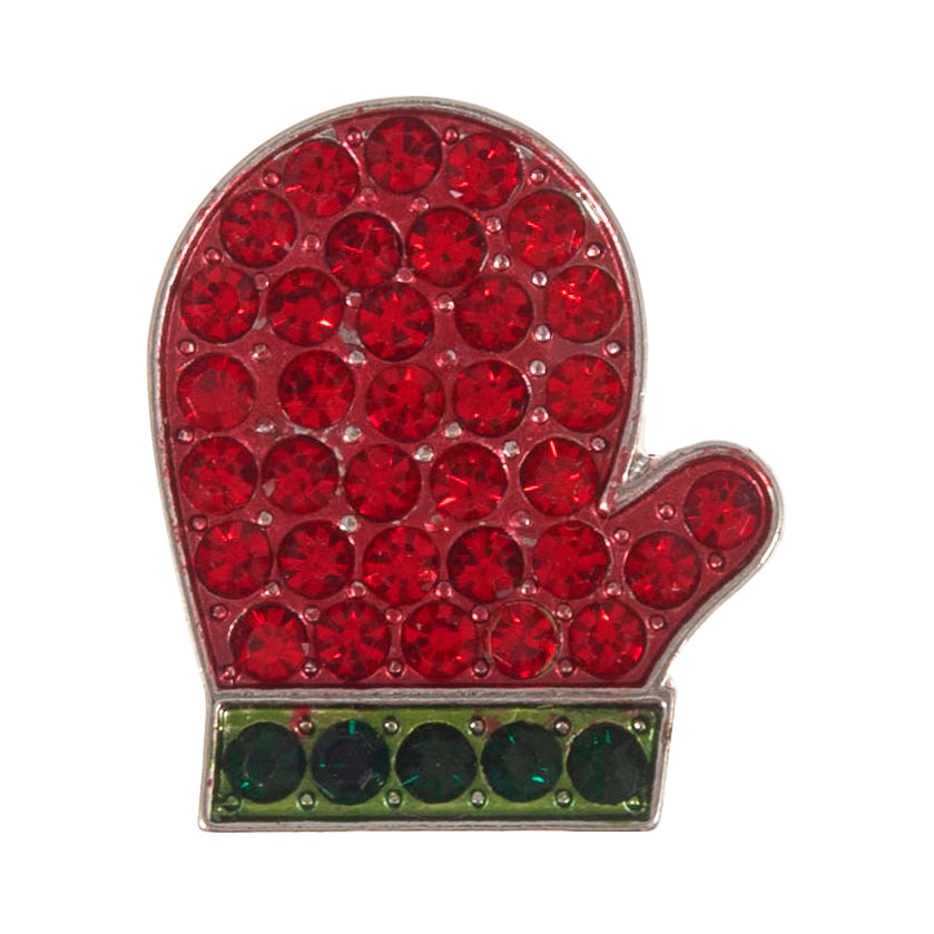 Buttons: Christmas: Diamante Mitten: Shank: Pack of 10 Pieces