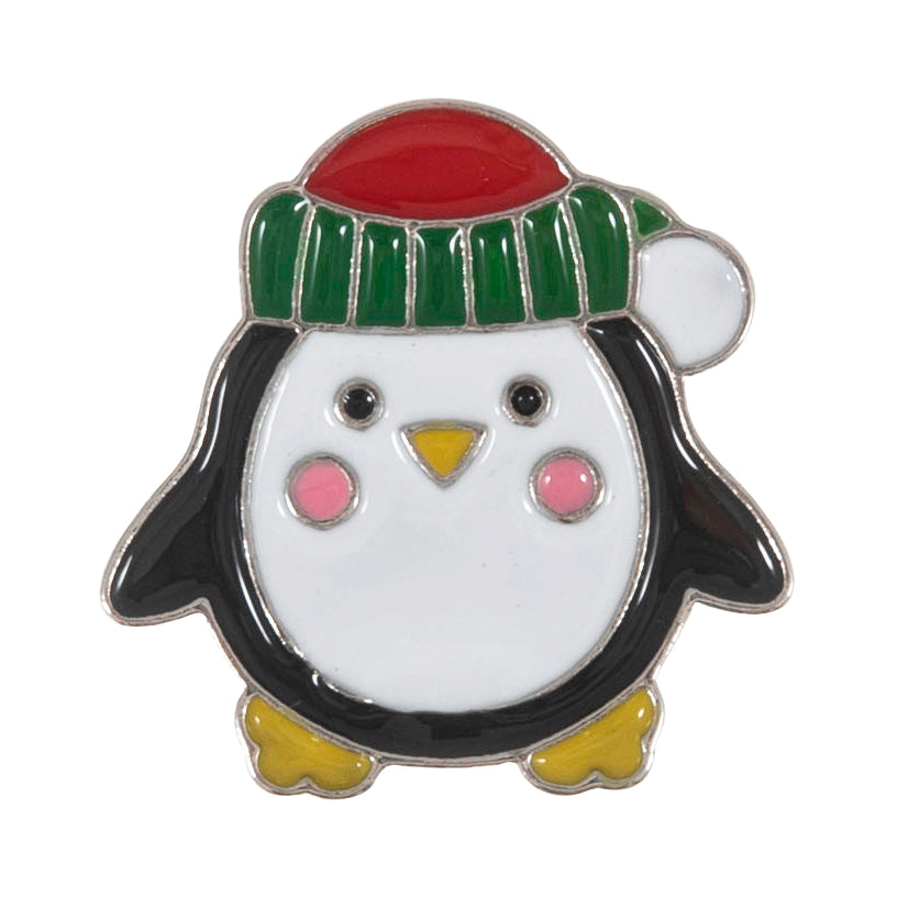 Buttons: Christmas: Buttons: Christmas: Enamel Penguin: Shank: Pack of 10 Pieces