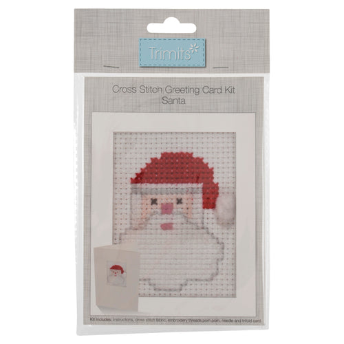 Counted Cross Stitch Kit: Christmas Greetings Card: Santa