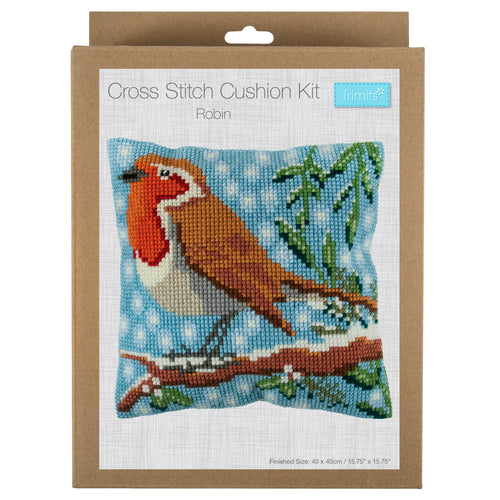 Cross Stitch Kit: Printed: Cushion: Christmas: Robin