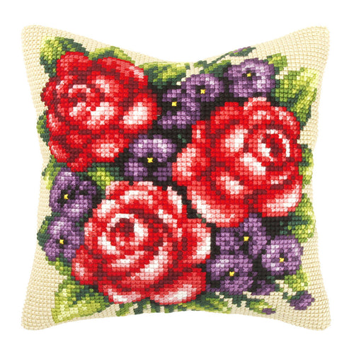 Cross Stitch Kit: Cushion: Large: Roses and Violets