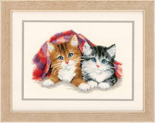 Counted Cross Stitch Kit: Kitten Under Rug