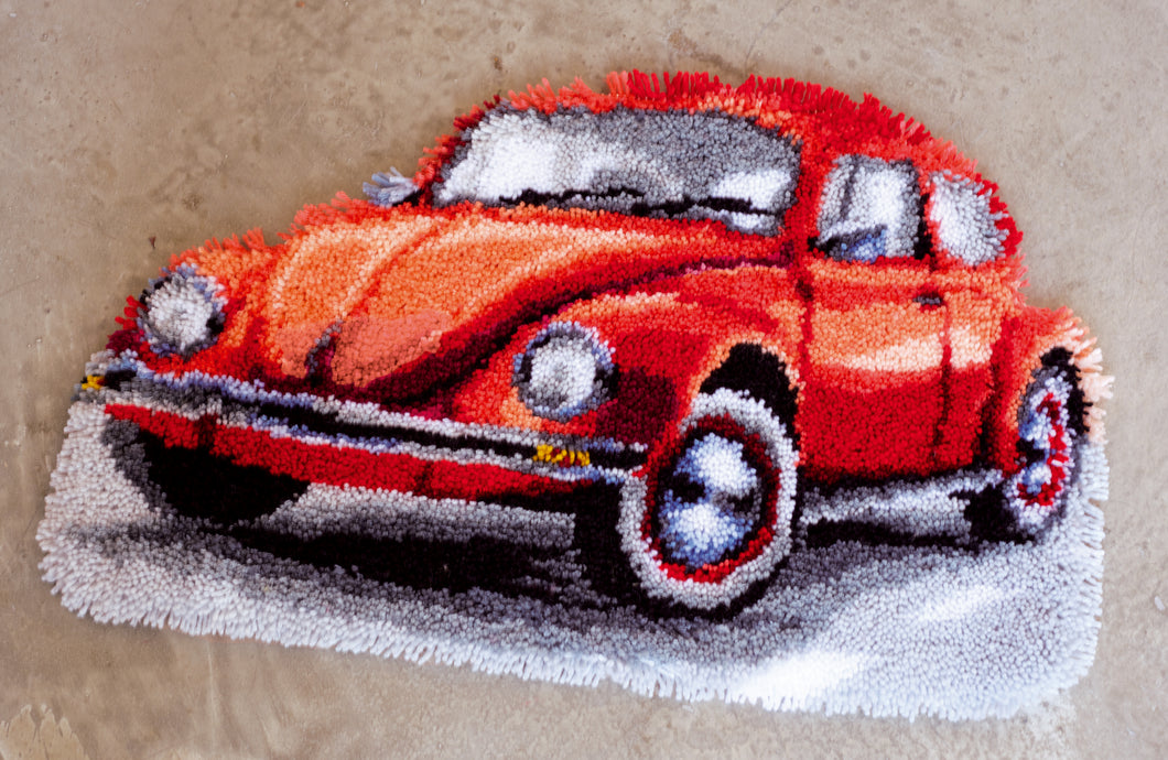 Latch Hook Kit: Rug: Red Beetle Car