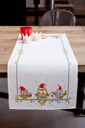 Counted Cross Stitch Kit: Table Runner: Christmas Owls