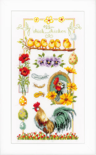 Counted Cross Stitch Kit: About Chickens