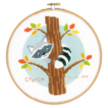 Load image into Gallery viewer, Counted Cross Stitch Kit: Raccoon in Tree