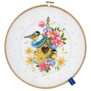 Counted Cross Stitch Kit with Hoop: Our Bird House