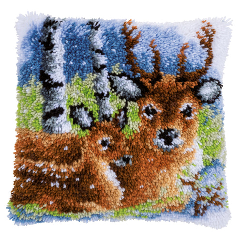 Latch Hook Kit: Cushion: Deer in the Snow