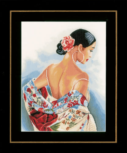 Counted Cross Stitch Kit: Flower Scarf: (Aida) by LANARTE