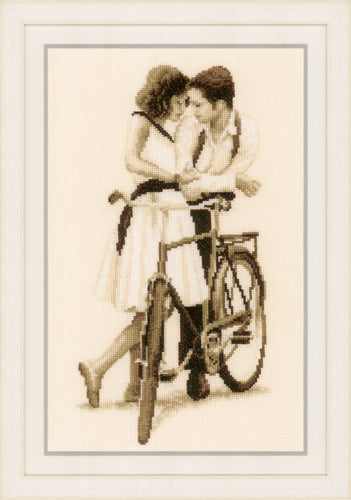 Counted Cross Stitch Kit: Couple with Bicycle