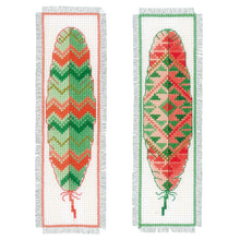 Load image into Gallery viewer, Counted Cross Stitch Kit: Bookmark: Feathers Set of 2