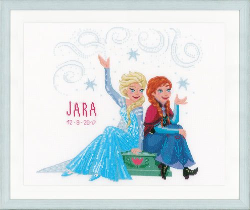 Counted Cross Stitch Kit: Birth Record: Disney: Frozen: Sisters Forever