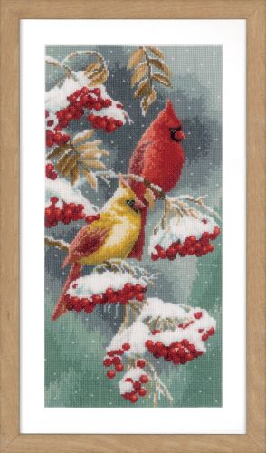 Counted Cross Stitch Kit: Scarlet & Snow Cardinals