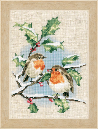 Counted Cross Stitch Kit: Winter Robins