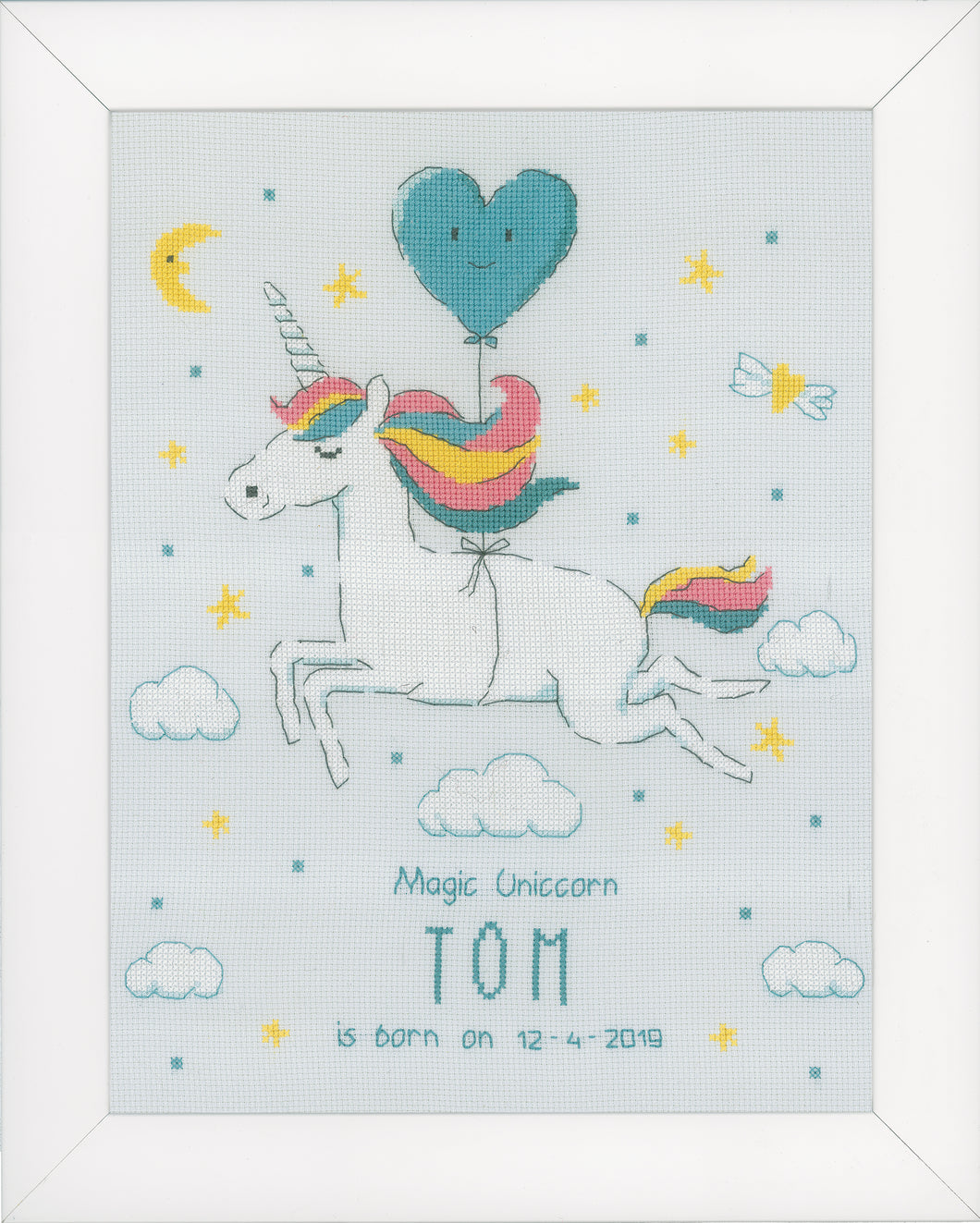 Counted Cross Stitch Kit: Birth Record: Magic Unicorn