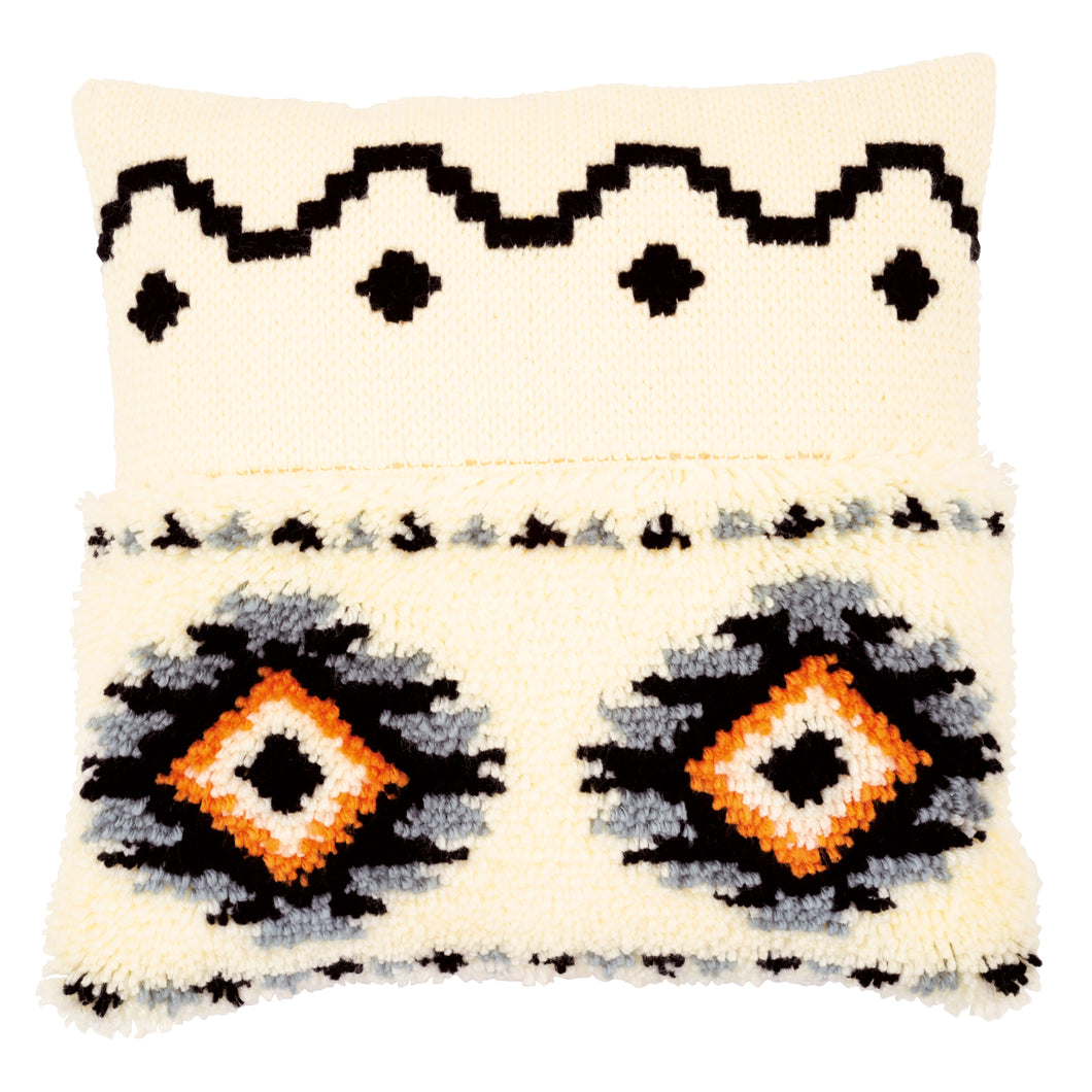 Latch Hook & Chain Stitch Kit: Cushion: Ethnic Print