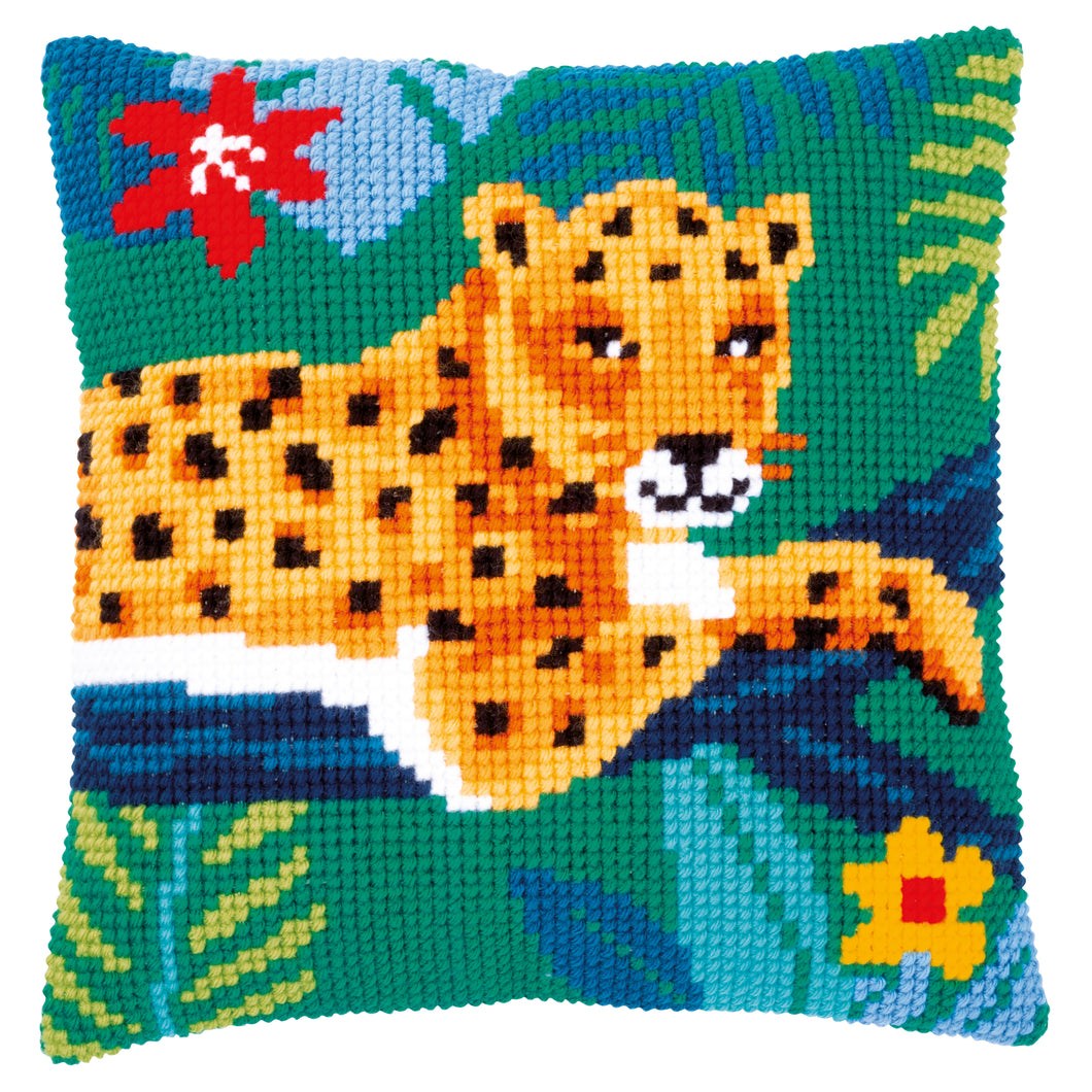 Cross Stitch Kit: Cushion: Leopard