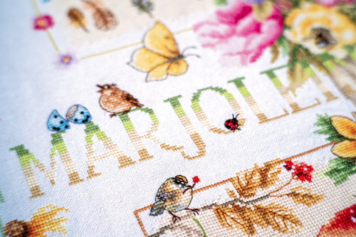 Counted Cross Stitch Kit: Four Seasons Spring Summer Autumn Winter flowers birds snowman pumpkin squirrel by Lanarte